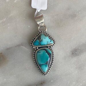 NEW Tibetan Turquoise Totem and Sterling Silver Pendant